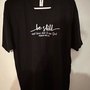 Black Tee with Handwritten Graphic Short Sleeves